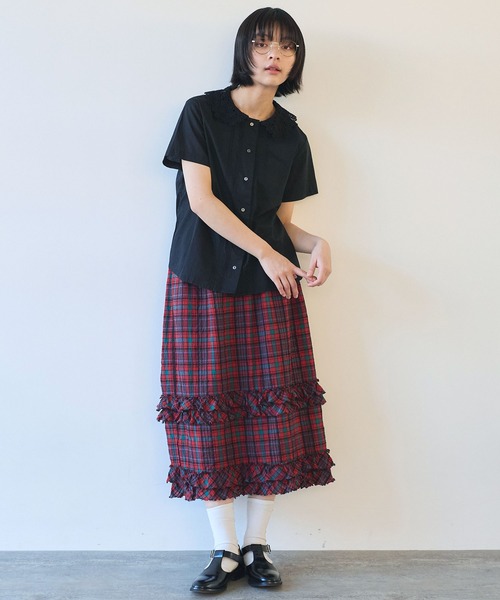 bulle de savon ボタニカル 刺繍 半袖ブラウス bulle de savon ブラウス シャツ おはな刺繍 レディース