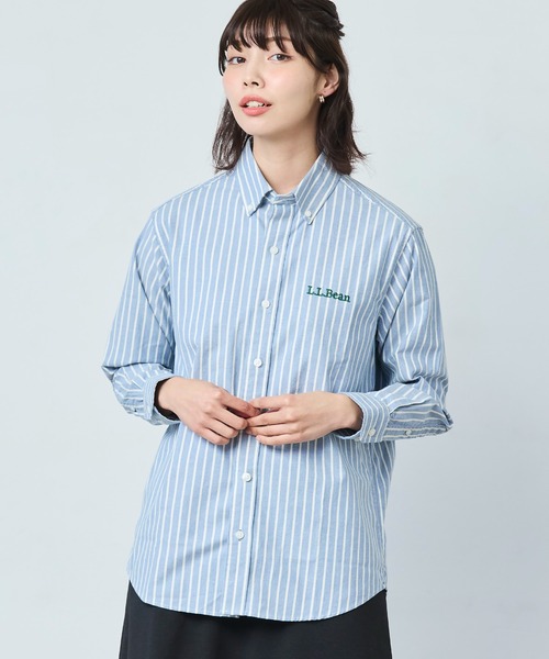 L.L.Bean（エルエルビーン）の「コンフォート・ストレッチ・オックスフォード・シャツ、長袖　ストライプ ジャパン・フィット（シャツ/ブラウス・レディース・ブルー・SMALL/MEDIUM）」の5枚目の写真