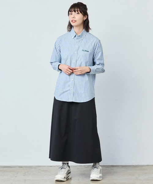 L.L.Bean（エルエルビーン）の「コンフォート・ストレッチ・オックスフォード・シャツ、長袖　ストライプ ジャパン・フィット（シャツ/ブラウス・レディース・ブルー・SMALL/MEDIUM）」の8枚目の写真