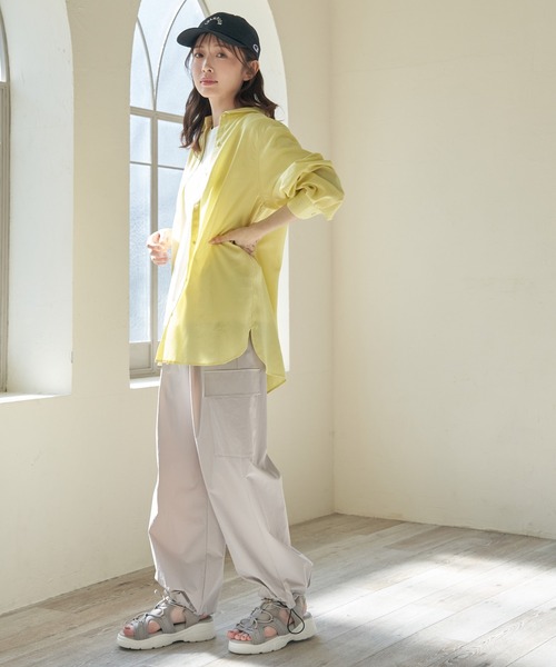 ikka（イッカ）の「フレンチリネンMIX裾刺繍シャツ（シャツ/ブラウス・レディース・ブルー/チャコールグレー/グリーン/ホワイト/ピンク/イエロー・M/L/S）」の10枚目の写真