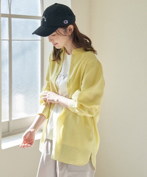 ikka（イッカ）の「フレンチリネンMIX裾刺繍シャツ（シャツ/ブラウス・レディース・ブルー/チャコールグレー/グリーン/ホワイト/ピンク/イエロー・M/L/S）」の11枚目の写真