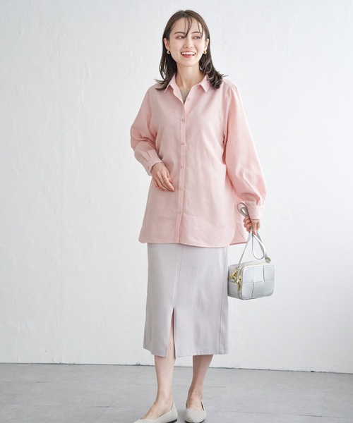 すっちゃんです★美品★23SS フレンチリネンレギュラーカラーシャツ セール】フレンチリネンMIX裾刺繍シャツ（シャツ/ブラウス