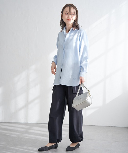 ikka（イッカ）の「フレンチリネンMIX裾刺繍シャツ（シャツ/ブラウス・レディース・ブルー/チャコールグレー/グリーン/ホワイト/ピンク/イエロー・M/L/S）」の19枚目の写真