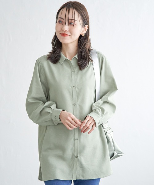すっちゃんです★美品★23SS フレンチリネンレギュラーカラーシャツ セール】フレンチリネンMIX裾刺繍シャツ（シャツ/ブラウス