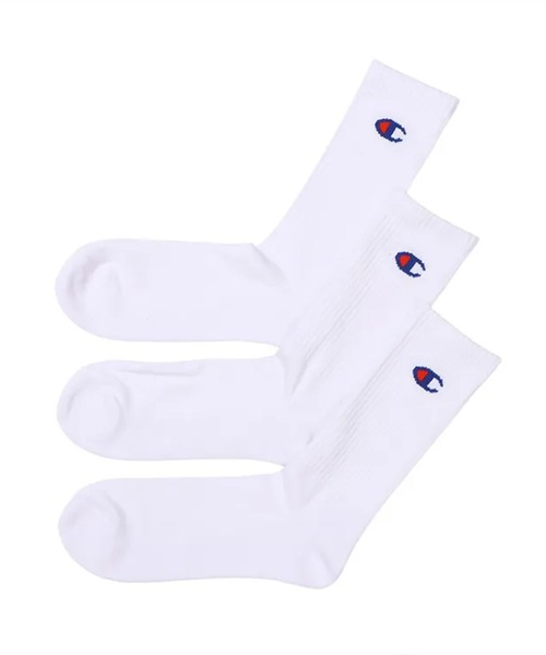 Champion（チャンピオン）の「Champion/チャンピオン ソックス 3足組 フルレングスソックス ハーフパイル CMSCY004（ソックス/靴下・メンズ・ホワイト/ブラック・M）」の2枚目の写真