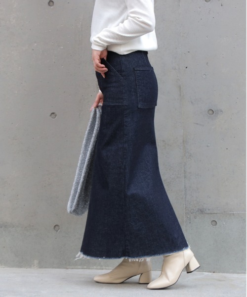 SOMETHING（サムシング）の「【SOMETHING】ベイカースカート（デニムスカート・レディース・ノンウォッシュ・M/L/S）」の9枚目の写真