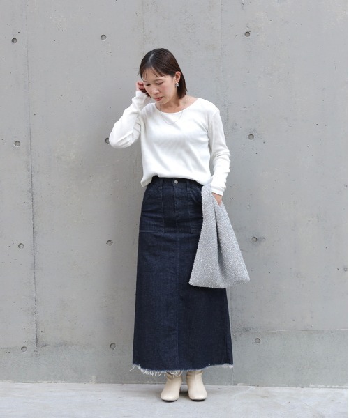 SOMETHING（サムシング）の「【SOMETHING】ベイカースカート（デニムスカート・レディース・ノンウォッシュ・M/L/S）」の10枚目の写真