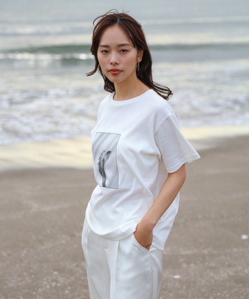 made in Japan】【cotton silk】flower photo print ENC T-shirt