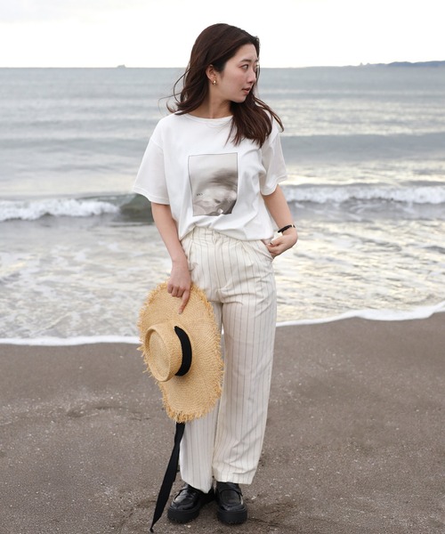 ENC（エンク）の「【made in Japan】【cotton silk】flower photo print ENC T-shirt / 【日本製】【コットンシルク】フラワーフォトプリントエンクTシャツ（Tシャツ/カットソー・レディース・ダークグリーン/ブルー/ブラック・FREE）」の15枚目の写真