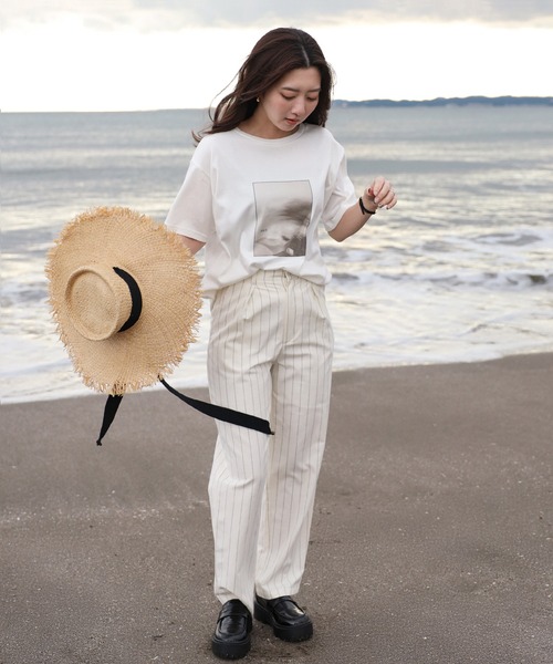 ENC（エンク）の「【made in Japan】【cotton silk】flower photo print ENC T-shirt / 【日本製】【コットンシルク】フラワーフォトプリントエンクTシャツ（Tシャツ/カットソー・レディース・ダークグリーン/ブルー/ブラック・FREE）」の17枚目の写真