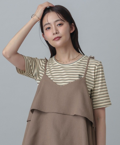 GLOBAL WORK(グローバルワーク)の「MATINEE LINE/マルチボーダープルオーバー半袖/327913(Tシャツ/カットソー・レディース・アイボリー/ブラック・MEDIUM/LARGE)」の6枚目の写真