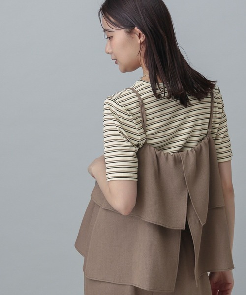GLOBAL WORK(グローバルワーク)の「MATINEE LINE/マルチボーダープルオーバー半袖/327913(Tシャツ/カットソー・レディース・アイボリー/ブラック・MEDIUM/LARGE)」の7枚目の写真