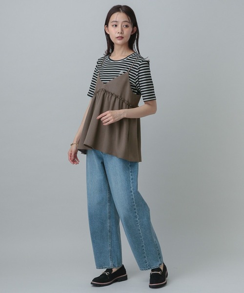 GLOBAL WORK(グローバルワーク)の「MATINEE LINE/マルチボーダープルオーバー半袖/327913(Tシャツ/カットソー・レディース・アイボリー/ブラック・MEDIUM/LARGE)」の9枚目の写真