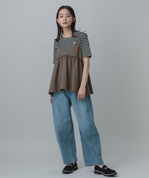 GLOBAL WORK(グローバルワーク)の「MATINEE LINE/マルチボーダープルオーバー半袖/327913(Tシャツ/カットソー・レディース・アイボリー/ブラック・MEDIUM/LARGE)」の10枚目の写真