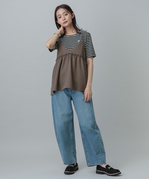 GLOBAL WORK(グローバルワーク)の「MATINEE LINE/マルチボーダープルオーバー半袖/327913(Tシャツ/カットソー・レディース・アイボリー/ブラック・MEDIUM/LARGE)」の11枚目の写真