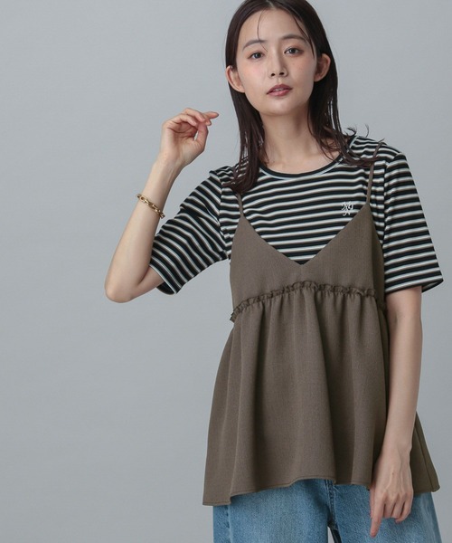 GLOBAL WORK(グローバルワーク)の「MATINEE LINE/マルチボーダープルオーバー半袖/327913(Tシャツ/カットソー・レディース・アイボリー/ブラック・MEDIUM/LARGE)」の12枚目の写真