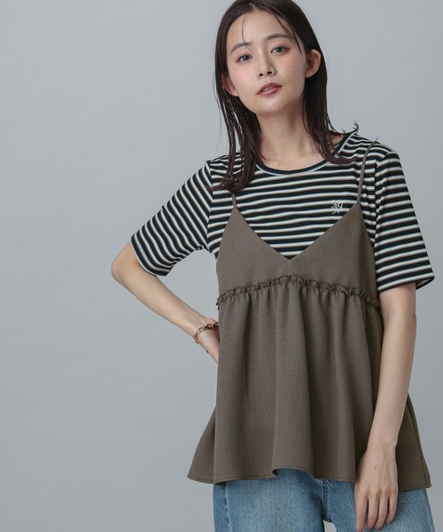 GLOBAL WORK(グローバルワーク)の「MATINEE LINE/マルチボーダープルオーバー半袖/327913(Tシャツ/カットソー・レディース・アイボリー/ブラック・MEDIUM/LARGE)」の14枚目の写真