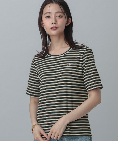 GLOBAL WORK(グローバルワーク)の「MATINEE LINE/マルチボーダープルオーバー半袖/327913(Tシャツ/カットソー・レディース・アイボリー/ブラック・MEDIUM/LARGE)」の15枚目の写真