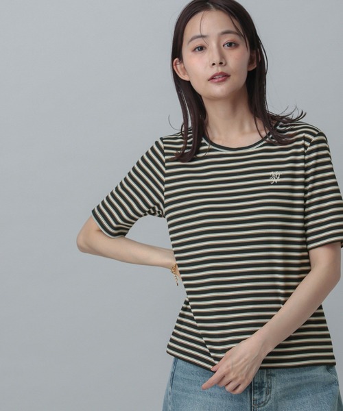 GLOBAL WORK(グローバルワーク)の「MATINEE LINE/マルチボーダープルオーバー半袖/327913(Tシャツ/カットソー・レディース・アイボリー/ブラック・MEDIUM/LARGE)」の16枚目の写真
