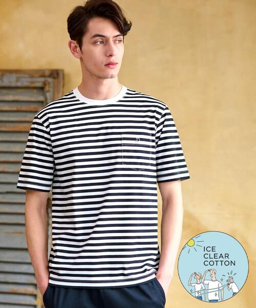 セール接触冷感&frasl;抗菌防臭&frasl;消臭ICE CLEAR COTTON ボーダー