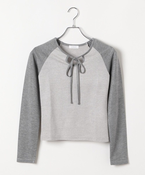 3.3 Field Trip （3.3フィールドトリップ）の「3.3Field Trip／リボンラグラン長袖シャツ（Tシャツ/カットソー・レディース・チャコール/ブルー/ピンク・FREE）」の22枚目の写真