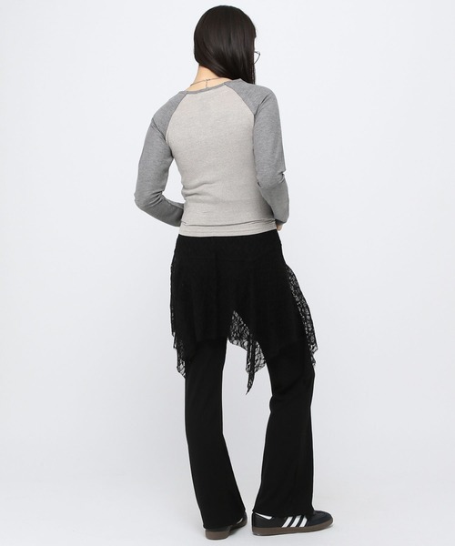 3.3 Field Trip （3.3フィールドトリップ）の「3.3Field Trip／リボンラグラン長袖シャツ（Tシャツ/カットソー・レディース・チャコール/ブルー/ピンク・FREE）」の7枚目の写真