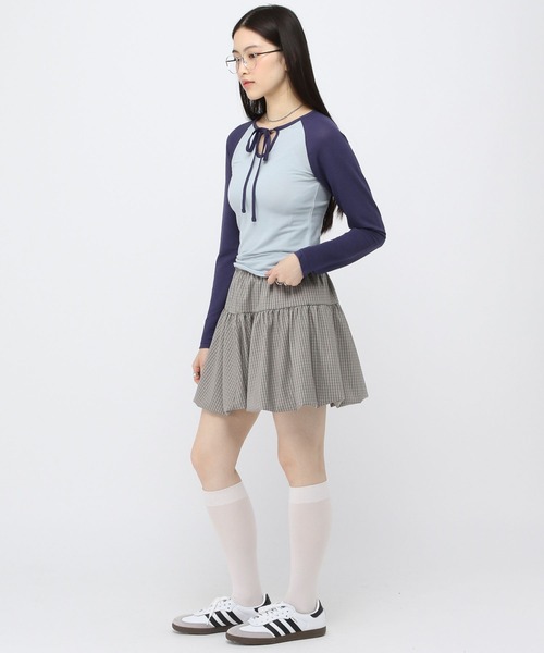 3.3 Field Trip （3.3フィールドトリップ）の「3.3Field Trip／リボンラグラン長袖シャツ（Tシャツ/カットソー・レディース・チャコール/ブルー/ピンク・FREE）」の11枚目の写真