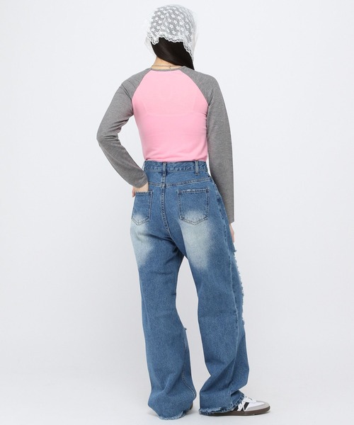 3.3 Field Trip （3.3フィールドトリップ）の「3.3Field Trip／リボンラグラン長袖シャツ（Tシャツ/カットソー・レディース・チャコール/ブルー/ピンク・FREE）」の18枚目の写真