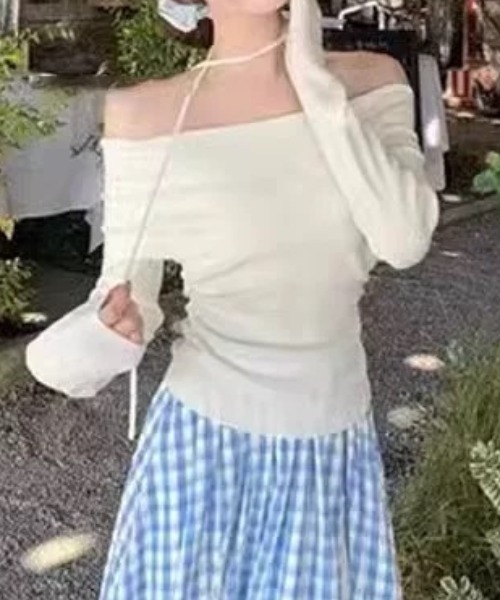 ampm(エーエムピーエム)の「サイドギャザーオフショルトップス(Tシャツ/カットソー・レディース・ブルー/ブラック/ライトパープル/イエロー/ホワイト/ピンク・FREE)」の15枚目の写真