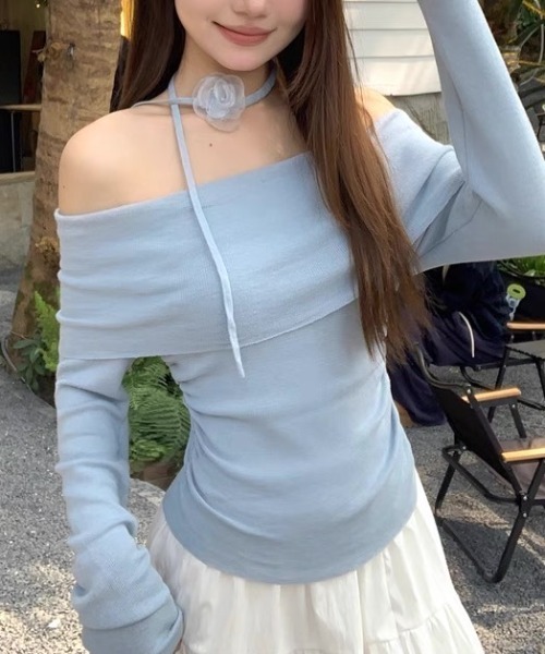 ampm(エーエムピーエム)の「サイドギャザーオフショルトップス(Tシャツ/カットソー・レディース・ブルー/ブラック/ライトパープル/イエロー/ホワイト/ピンク・FREE)」の22枚目の写真