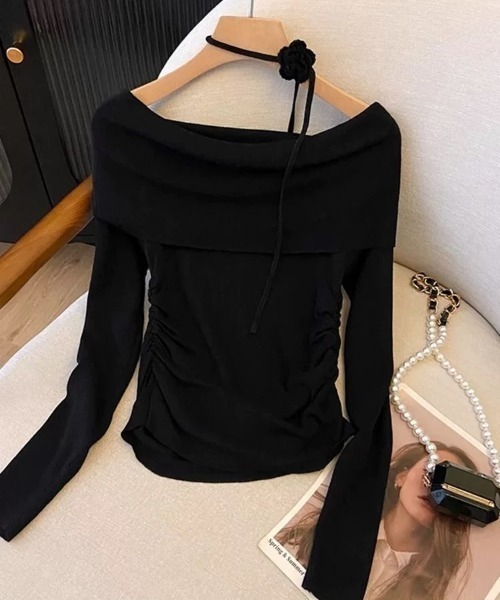 ampm(エーエムピーエム)の「サイドギャザーオフショルトップス(Tシャツ/カットソー・レディース・ブルー/ブラック/ライトパープル/イエロー/ホワイト/ピンク・FREE)」の16枚目の写真