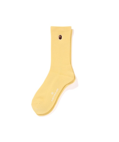 A BATHING APE(アベイシングエイプ)の「ONE POINT SOCKS(ソックス/靴下・メンズ・ブラック/ホワイト/イエロー・LARGE/MEDIUM)」の1枚目の写真