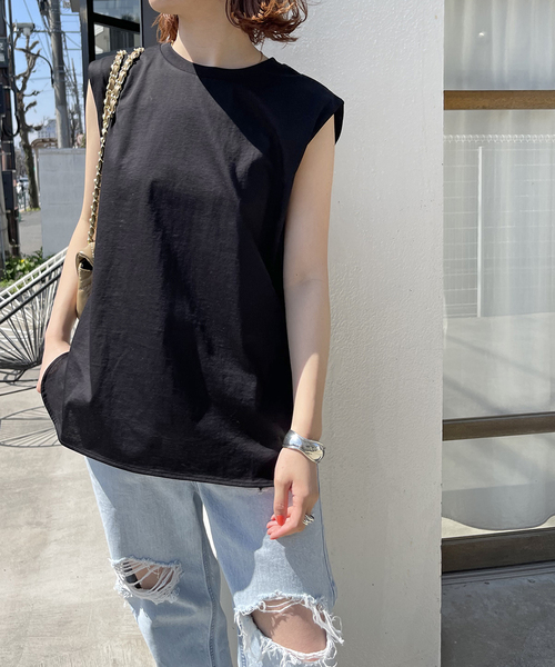 Spick & Span（スピックアンドスパン）の「《追加》ファインコットンノースリーブプルオーバー（Tシャツ/カットソー・レディース・ブラック/ブラウン/ホワイト/ライトグレー・38/36）」の12枚目の写真