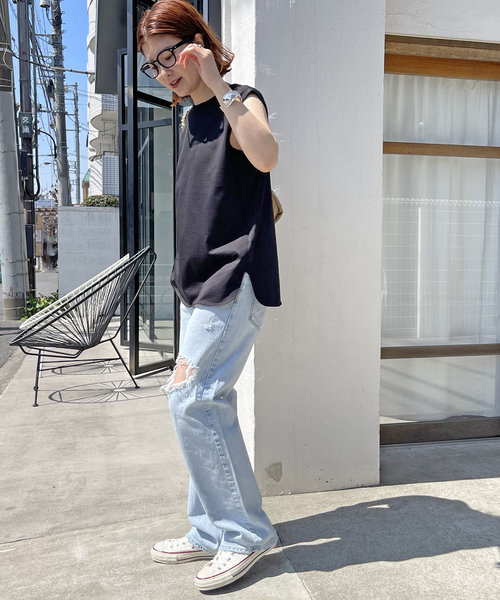 Spick & Span（スピックアンドスパン）の「《追加》ファインコットンノースリーブプルオーバー（Tシャツ/カットソー・レディース・ブラック/ブラウン/ホワイト/ライトグレー・38/36）」の15枚目の写真