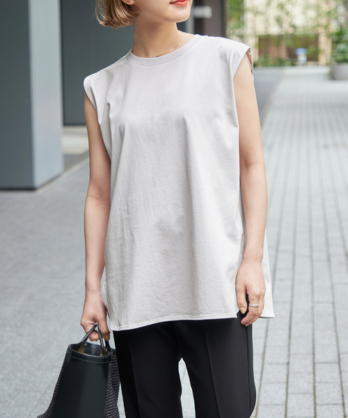 Spick & Span（スピックアンドスパン）の「《追加》ファインコットンノースリーブプルオーバー（Tシャツ/カットソー・レディース・ブラック/ブラウン/ホワイト/ライトグレー・38/36）」の17枚目の写真