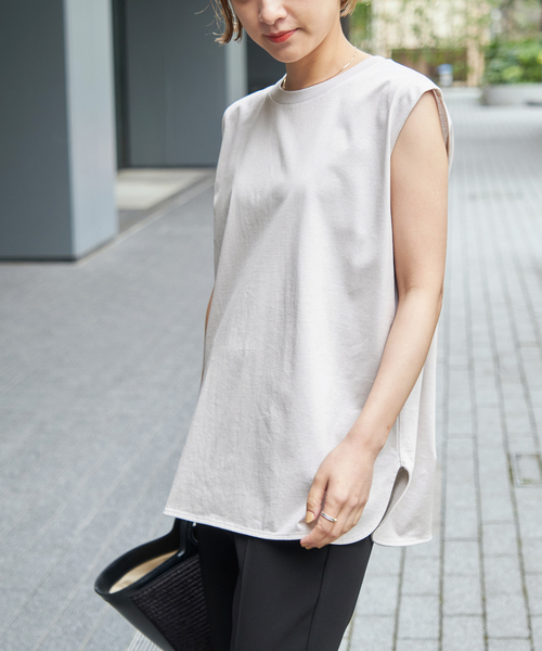 Spick & Span（スピックアンドスパン）の「《追加》ファインコットンノースリーブプルオーバー（Tシャツ/カットソー・レディース・ブラック/ブラウン/ホワイト/ライトグレー・38/36）」の18枚目の写真