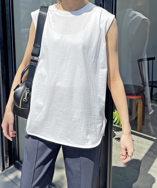 Spick & Span（スピックアンドスパン）の「《追加》ファインコットンノースリーブプルオーバー（Tシャツ/カットソー・レディース・ブラック/ブラウン/ホワイト/ライトグレー・38/36）」の6枚目の写真