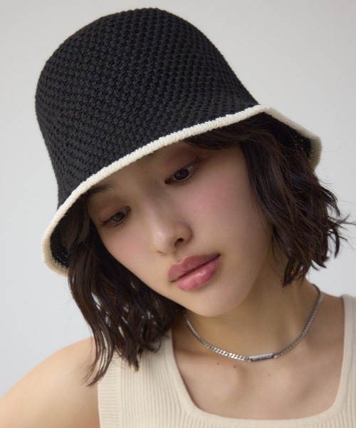 AZUL by moussy(アズールバイマウジー)の「サーモ配色ハット(ハット・レディース・ブラック/ベージュ・FREE)」の2枚目の写真