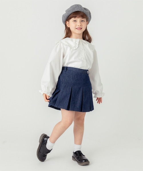 ever closet(エバークローゼット)の「デニムプリーツキュロット(スカート・キッズ・ネイビー/ブラック/ブルー/ネイビー系/ブルー系その他・100cm/110cm/120cm/130cm/140cm/150cm/90cm)」の3枚目の写真