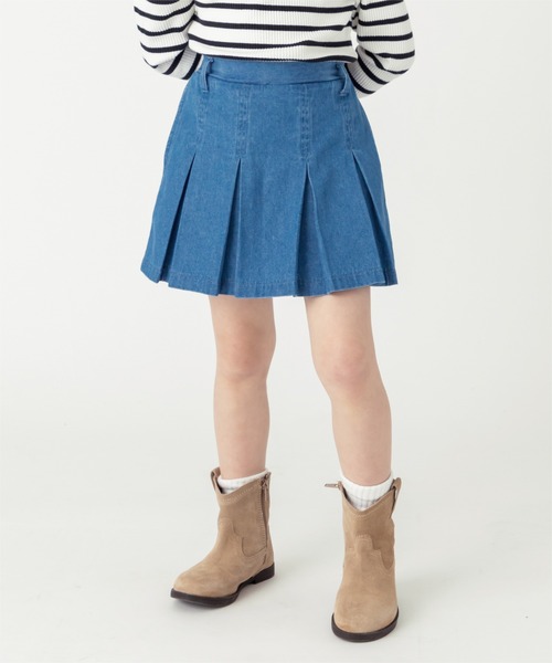 ever closet(エバークローゼット)の「デニムプリーツキュロット(スカート・キッズ・ネイビー/ブラック/ブルー/ネイビー系/ブルー系その他・100cm/110cm/120cm/130cm/140cm/150cm/90cm)」の1枚目の写真