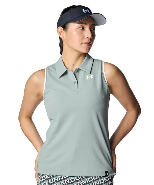 UA Armourdry Sleeveless Polo (Gold/Redies)