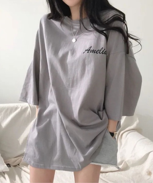LETee(レティー)の「バックフォトプリントが目を惹く!ゆるっと着こなせるビッグシルエットTシャツ(Tシャツ/カットソー・レディース・パープル/ホワイト/グレー・FREE)」の10枚目の写真