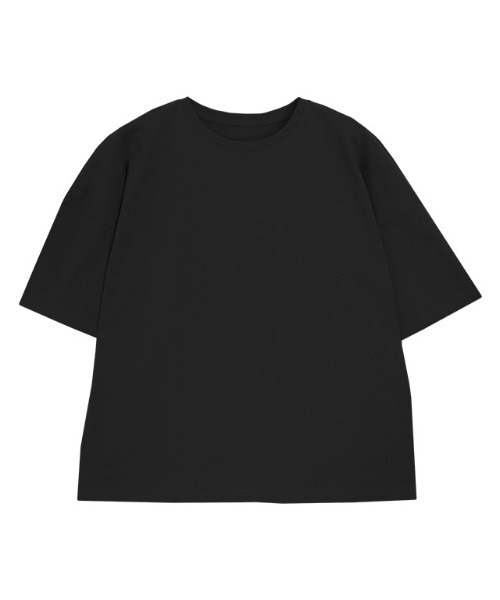 Pierrot(ピエロ)の「【骨格ナチュラルさんにオススメ】クルーネック/ドロップショルダーベーシックTシャツ(Tシャツ/カットソー・レディース・チャコール/オフホワイト/ブルー/ブラック・S/M/L)」の9枚目の写真