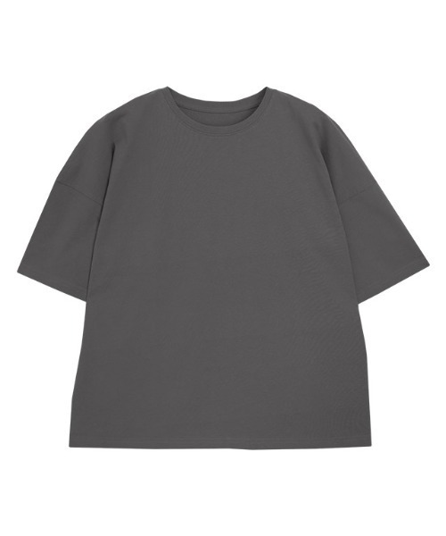 Pierrot(ピエロ)の「【骨格ナチュラルさんにオススメ】クルーネック/ドロップショルダーベーシックTシャツ(Tシャツ/カットソー・レディース・チャコール/オフホワイト/ブルー/ブラック・S/M/L)」の15枚目の写真