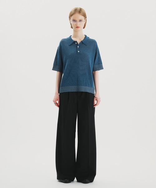 セール】SILVER BUTTON KNIT POLO SHIRT/シルバーボタンニット