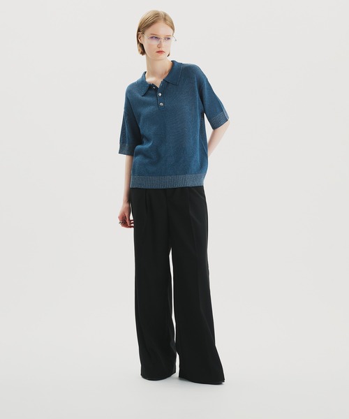ERL シルバーメタリックニットポロシャツ selle glant ポロシャツ SILVER BUTTON KNIT POLO SHIRT