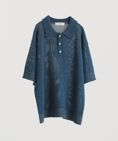 SILVER BUTTON KNIT POLO SHIRT/シルバーボタンニットポロシャツ