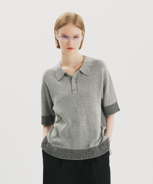 SILVER BUTTON KNIT POLO SHIRT/シルバーボタンニットポロシャツ SILVER BUTTON KNIT POLO SHIRT/シルバーボタンニットポロシャツ