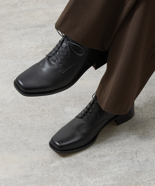 PADRONE（パドローネ）の「PADRONE パドローネ / BL SQUARE DERBY SHOES スクエアトゥキップレザーダービーシューズ 外羽式ドレスシューズ 日本製 / PU8777-2001（ドレスシューズ・メンズ・アッシュブラウン/ブラック・42/41/40）」の11枚目の写真