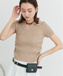 サイドギャザー リブポロニット
